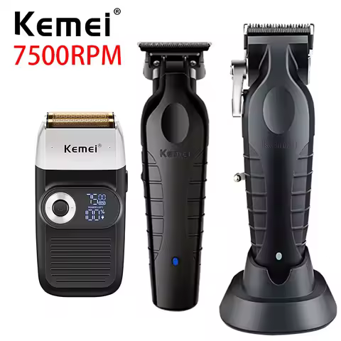 Professional Barber Hair Clippers and Trimmer Kit 0mm Cordless Fading Hair Cutting Machine Combo Ele