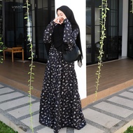 Leika Dress Gamis Wanita Syari Premium Motif Signature Uwais Homedress Daily Busui Wudhu Friendly