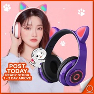 FOLDABLE Wireless Headphone B39 Cat Earphone LED Light Effect Bluetooth 5.0 Music Stereo Microphone 