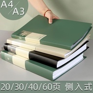 新款文侧入式资料册a4多层透明学生用A3收纳册试卷袋分页乐谱夹插页4.28 New side-entry document folder A4 multi-layer transparent stud