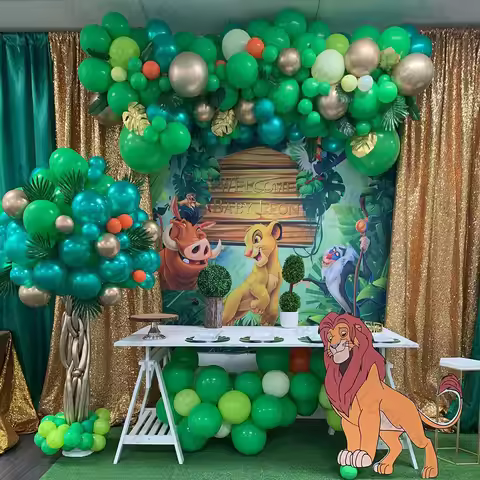 88Pcs Lion King Balloons Green Arch Garland Kit Latex Balloons Supplies The Lion King Theme Boys Bab