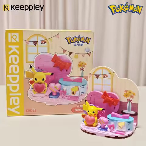 Keeppley Pok É Mon Holiday Party Series Pikachu Snorlax Building Blocks Collection Toys Room Decorat