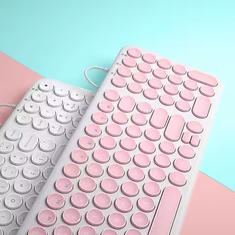 Quiet Keyboard Round Key Notebook Computer Desktop Universal Thin Wired Keyboard for Win10 / 7 / 8 /