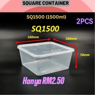 BP PLASTIC (348) SQ1500 Square Disposable Plastic (2pcs) / Food Container / Bekas Petak 1500ml