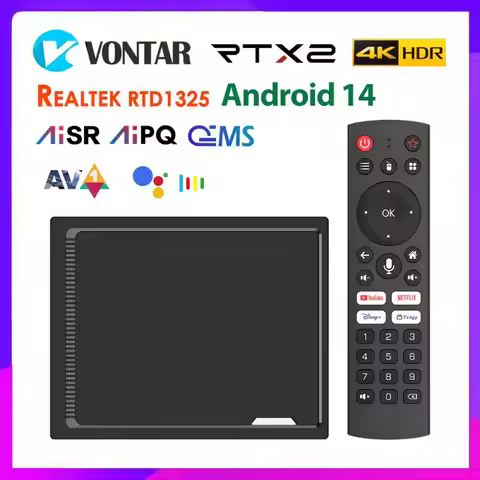 Android 14 TV Box Realtek1325 CPU RT-X2 Support AI-PQ AI-SR Set Top Box Android 14.0 1000M 2T2R Wifi