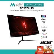 ACER 27" NITRO ED270US3 / ED270U S3 WQHD 2K (2560x1440P@180HZ) LED CURVE VA PANEL GAMING MONITOR (1M