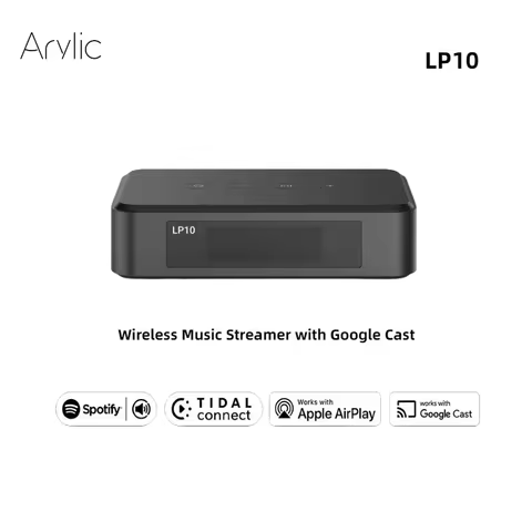 Arylic LP10 Wireless Music Streamer with Google Cast Stream from favorite APP Display Panel Digital 