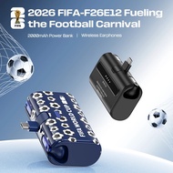 FIFA-F26E12 2000mAh Power Bank + Wireless Earphones Set | Plug & Charge | 24-Hour Battery | Type-C &