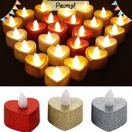 PDONY 6Pcs Led Candle, Flameless Heart-shaped Tealight Candles, Durable Battery-Power Wedding Light Create Warm Ambiance Romantic Candles Birthday Party