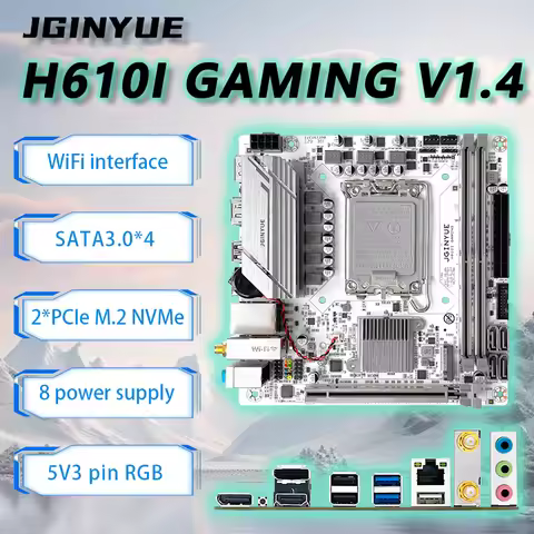JGINYUE H610I GAMING Motherboard mini itx LGA1700 12100F 12400F 12600F 13400F 13600F DDR4 64GB Dual 