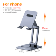 Rocoren ขาตั้งแผ่นเหล็กแบบตั้งโต๊ะแท่นวางโทรศัพท์พับได้ที่วางขาตั้งแท็บเล็ต