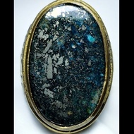 Cincin Akik Batu Natural Pirus Persia Biru Tua Motif Besi Perak Antik1