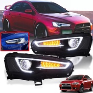 ไฟหน้าแต่ง LED รุ่น มิตซูบิชิ แลนเซอร์ MITSUBISHI LANCER EX ปี 2008 - 2016 สีสโม๊ค 1 คู่ ซ้าย + ขวา รวมชุดสายไฟ