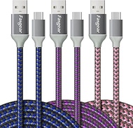 Fasgear USB to USB C Cable, 3 Pack 3m Nylon Braided USB Type C Fast Charging Sync Cable Compatible w