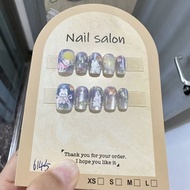 Cute Cute Manicure Guanghan Palace Cat's Eye Wearing Nails Soft Cute Little Fresh White Fake Nails F