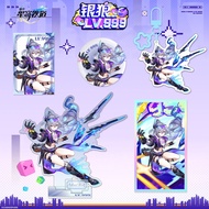 Genshin Impact Silver Wolf LV.999 Acrylic Stand Badge Keychain Bi-flash Paper Game Anime Merch