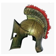Premium Quality Spartan Gold Helmet Red Plume Ancient Gladiator Fancy Dress Up Costume Greek Spartan