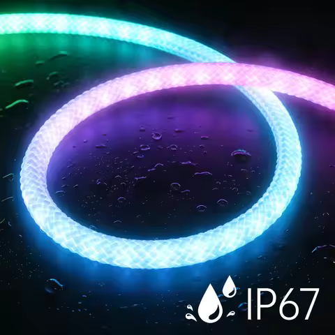 Round Reticulate Neon Rope Light Round Reticulate RGBIC Neon Rope Light 5V USB 67LEDs/m 1m-5m 360 De