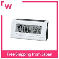 Seiko clock alarm clock hybrid solar radio digital calendar temperature display white pearl SQ766W SEIKO