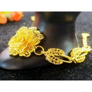Ori.High Grade Emas Korea(24K Gold Plated) Gelang Tangan Pattern Bunga Rose Besar,Warna Gelang ni se
