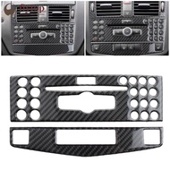 FLYTOP Car Center Console Air Conditioner CD Panel Cover Trim Carbon Fiber For Mercedes Benz C class