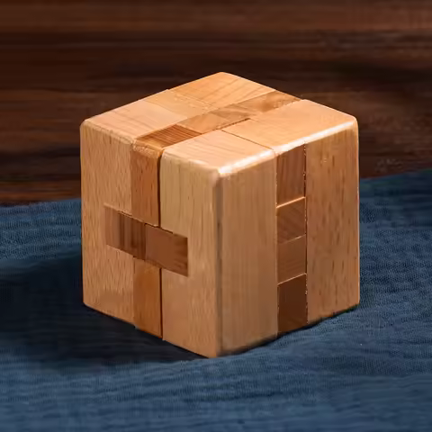 Luban Lock Puzzle Unlock Interlocking Wooden Brain Teaser for Adults Kids Logic Cube IQ Challenge Mi