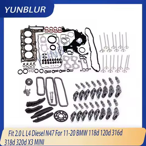 Rebuild Gasket Set Timing Chain Rocker Arm Valve Kit Fit 2.0 L L4 Diesel N47 For 11-20 BMW 118d 120d