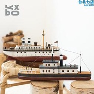 YBOX木製裝飾可愛立體帆船復古木質工藝禮品擺飾船木雕模型擺件兒童禮物