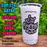 cup 22 oz printing gelas plastik custom sablon boba thaitea datar 22oz