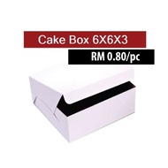 [10pcs] 6"x6"x3" 6x6x3 White Box for Cake Box Kotak Kek - 10pcs