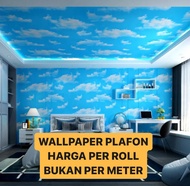 Wallpaper Stiker Motif Awan Planet Dekorasi Plafon Dinding Bahan PVC