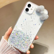 3D Rhinestone Bow Litchi Glitter Transparent Phone Case For Huawei Nova 13 12 12S 11 9 8i 7 6 5 5i 5