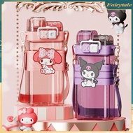 Sanrio Series Anime Peripheral Water Bottle Cinnamoroll Kuromi Cartoon Portable Bottle Double Drinking Cup Straw Cup With Strap 【Fairytale】