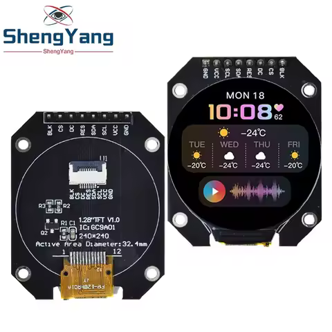 TZT TFT Display 1.28 Inch TFT LCD Display Module Round RGB 240*240 GC9A01 Driver 4 Wire SPI Interfac