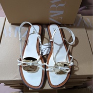 ZARAˉ Womens Shoes 2024 Summer New Womens Shoes Metal Buckle Decoration Flat Sandals Beach Womens Sh