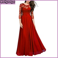 Bridesmaid Dress for Women Lace Patchwork Formal Gowns Crew Neck Chiffon Long Dress Wedding Guest Dr