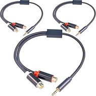 3.5mm Male to 2 RCA Female Jack Stereo Audio Cable Y Adapter Gold Plated Red and White to Headphone 