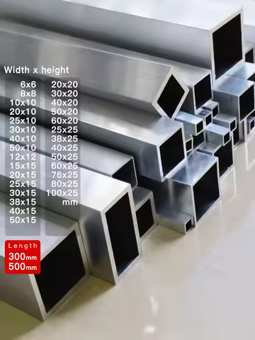 Aluminium alloy square tube Height 5-25mm length 300 500mm Square profile DIY decoration Aluminum sq