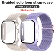 New Strap and Case 2 In1 for IWatch 8 7 6 SE 5 4 3 for I Watch 49mm 41mm 45mm 40mm 44mm 38mm 42mm Smart Watch T500 Ultra T900 Braided Nylon Band Tempered Glass