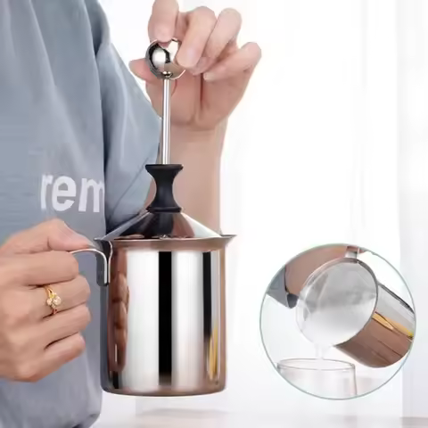 Stainless Steel Double Mesh Milk Creamer Milk Foam Mesh Coffee Foamer Manual Milk Frother Kitchen To