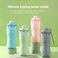 (SR) Compact Bottle 600ml Reusable Silicone Water Foldable Travel Drinking Water Silicone Foldable K