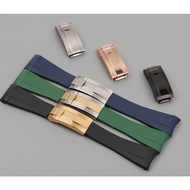 PC2 22mm Rolex Curved End Silicone black Rubber Watch band strap For Rolex strap Submariner Sea-Dwel