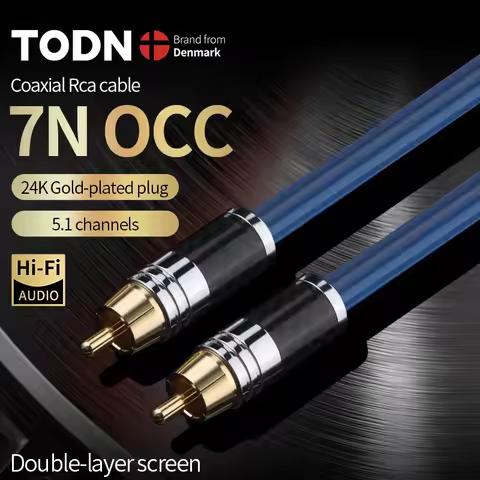 TODN HIFI 7N OCC Male to Male 75Ω Premium SPDIF RCA Coaxial Cable for CD DVD Digital TV