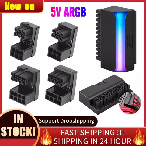 ATX Power Supply 24Pin to 90 Degree Adapter 5V ARGB Mainboard Motherboard Cable Connector Modular DI