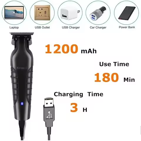 Kemei Hair Trimmers Professional Hair Trimmers 0mm Barber Haircut Machine Electric Clippers Recharge