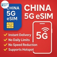 China eSIM for Travel 5G High Speed Data No Speed Reduction Supports Hotspot 10GB 20GB 50GB