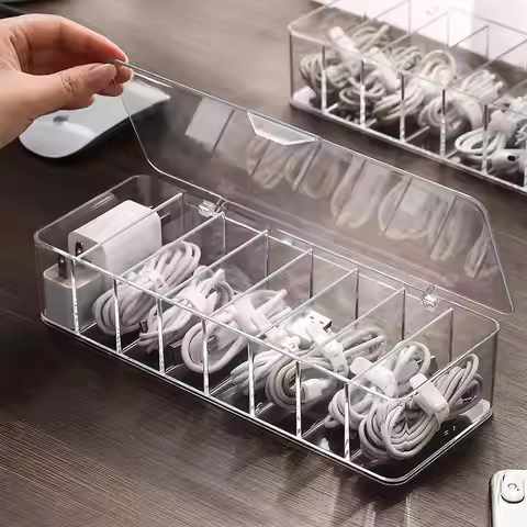 Dustproof Organizer Cable Box Hub Organizer Box Desktop Data Cable Organizer Box Mobile Phone Chargi