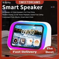 Smart Speaker Voice Assistant Portable BT Speaker Alarm Clock Home Speaker with RGB Lights for Bedro