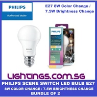2 Pack-Philips LED SceneSwitch E27 Bulb Color Change