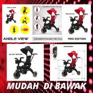 Children Multi Tricycle 3 Wheels Parent Push Stroller With Canopy and senang dinawa kemana mana